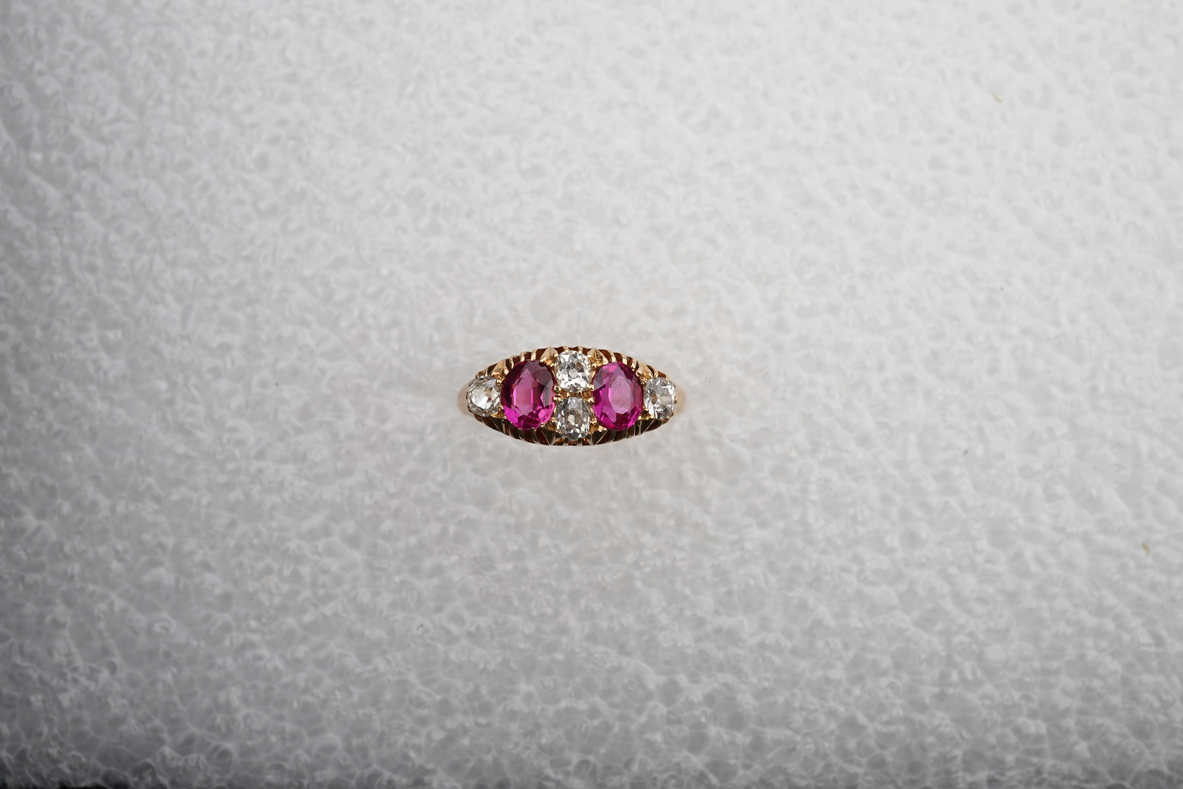 A synthetic ruby and diamond ring, early 20th century